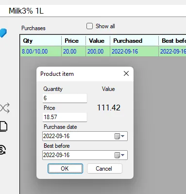 Screenshot: Production planning